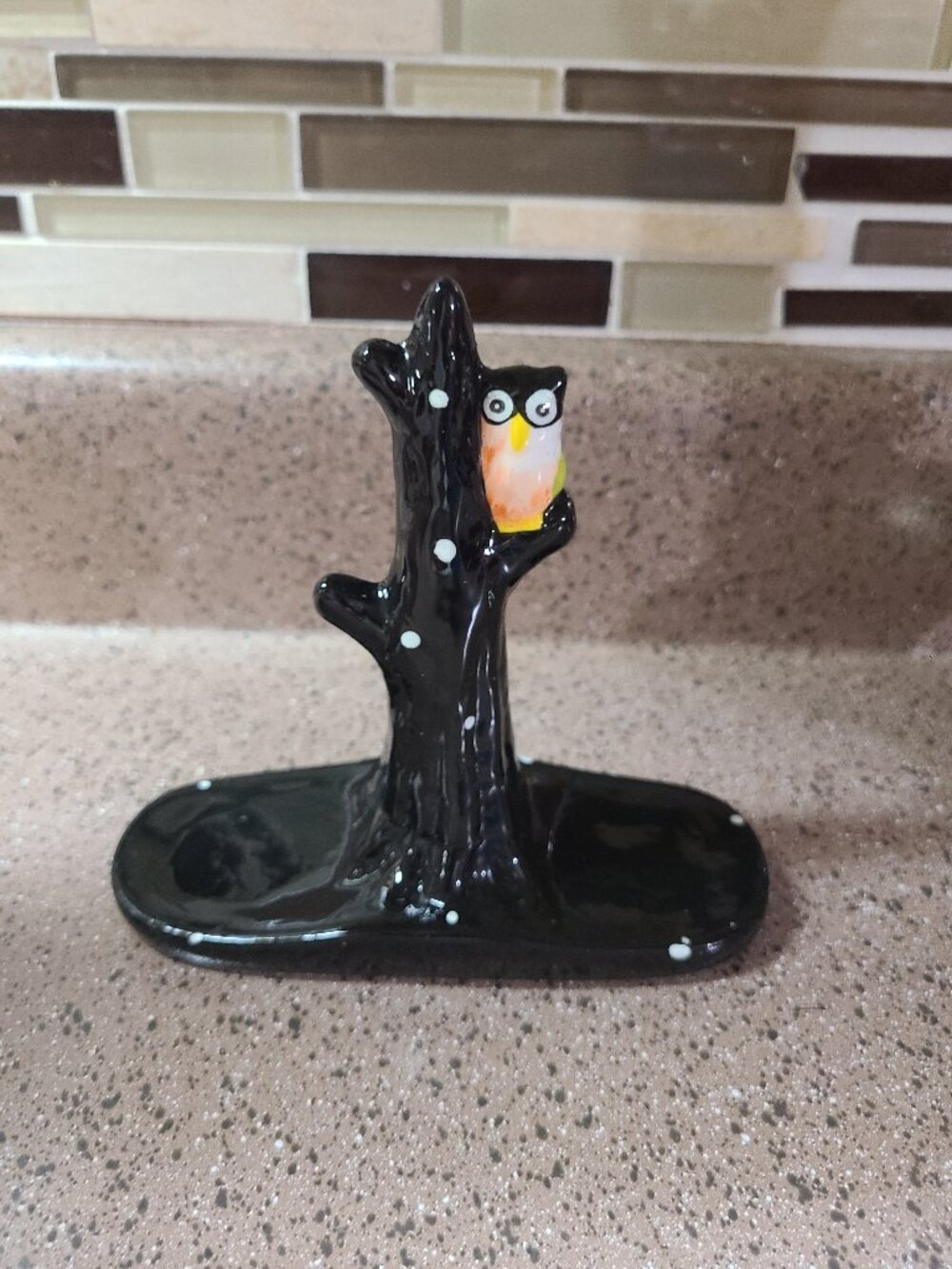 Midwest of Cannon Falls Owl in a Tree Trinket Dish Black White